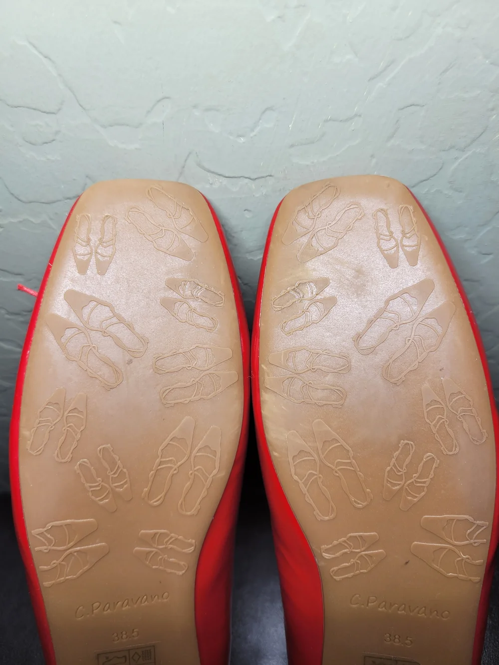 C.Paravano Red Leather Bowknot Ballet Flats EU 38.5 US Size 8